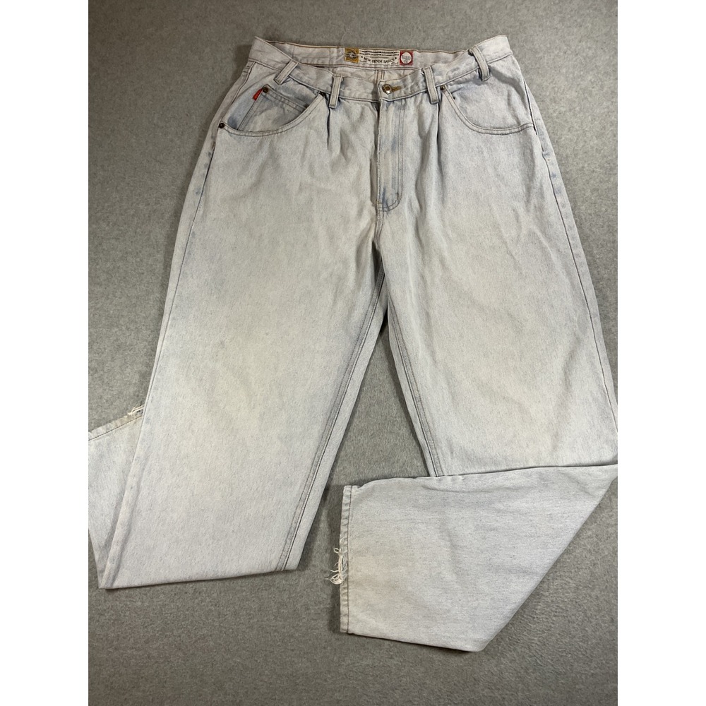 Bugle Boy Gold Crest Mens Baggy Fit Light Wash Pleated Vintage 90s 36x32 P56